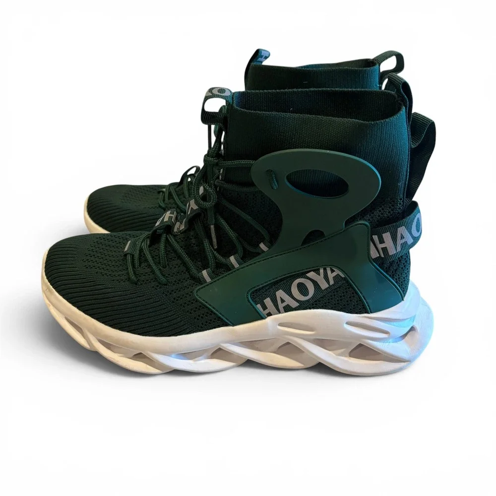 Nihaoya Chunky Blade Sole Sock High Top Knit Sneakers Men's Size EU 43 Green